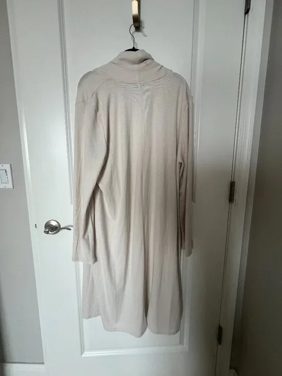 Halston Cream Open Front Long Cardigan Sweater, XL - Picture 2 of 9